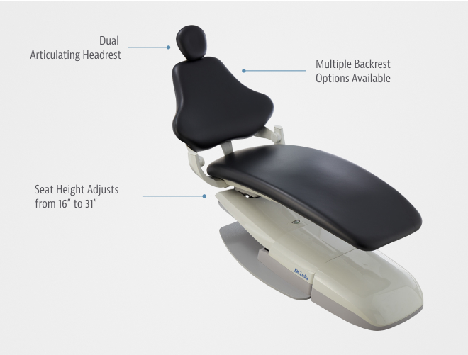 DCI orthodontic dental chair with adjustable base