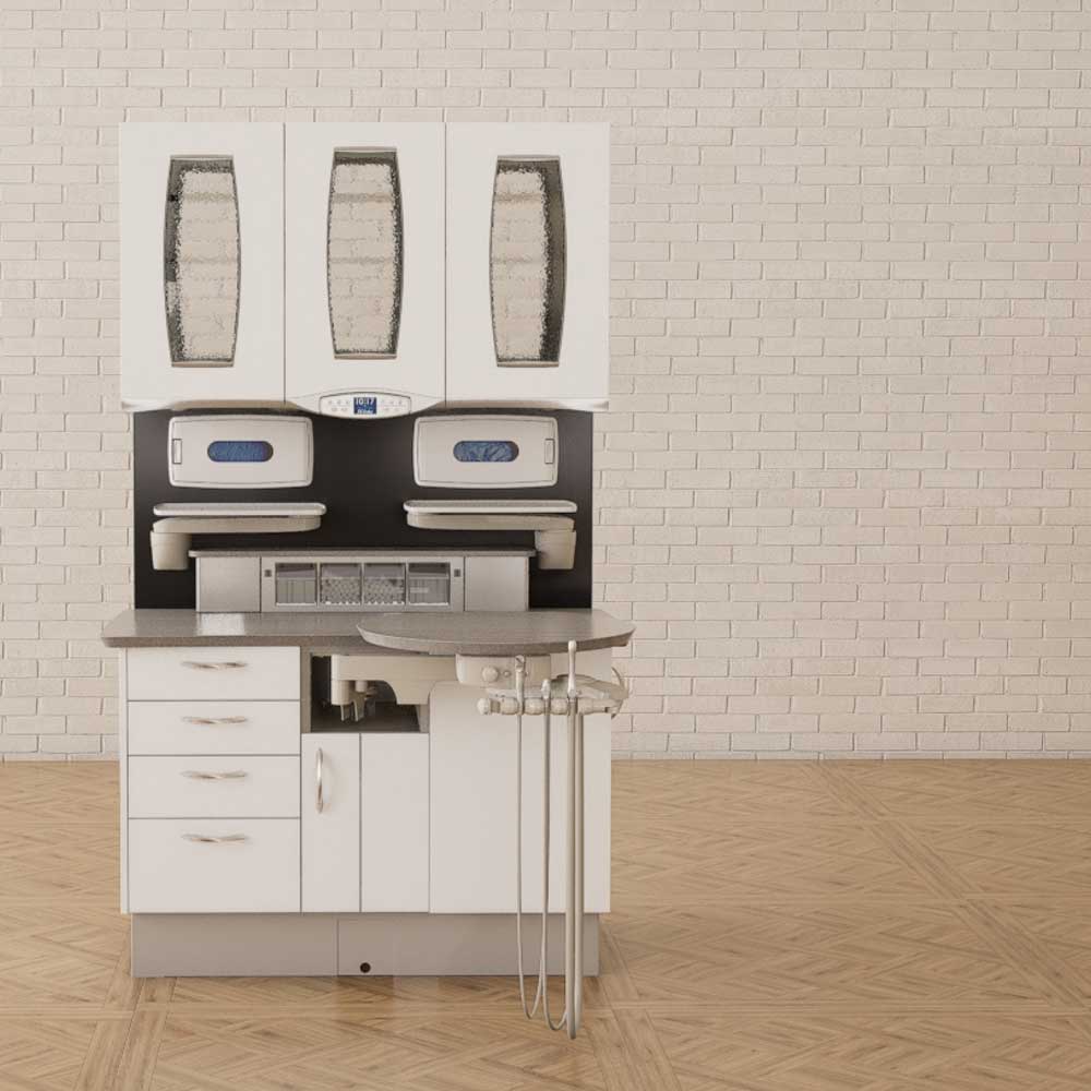Beige dental operatory setup